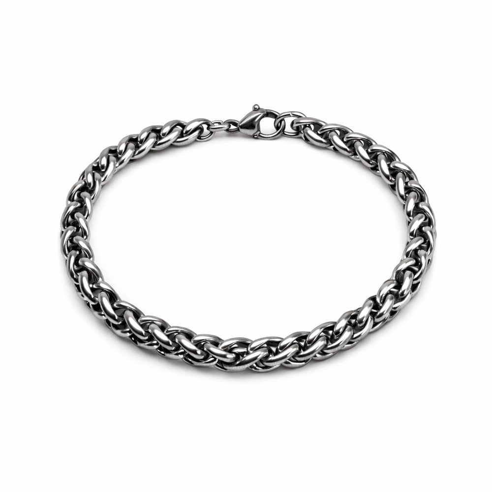 5mm | Silver | Wheat Chain Stainless Steel Bracelet